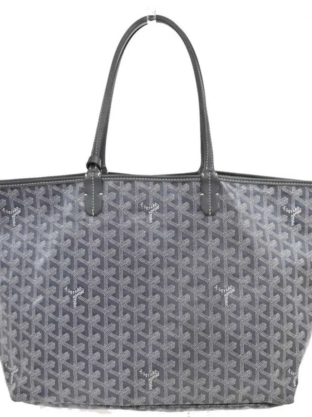 GOYARD Saint Louis PM Marquage Shoulder Tote Bag Pouch Gray Canvas